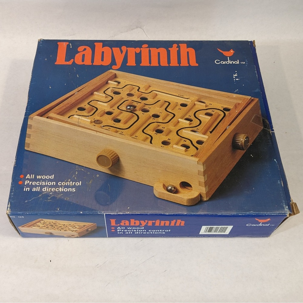 Vtg Cardinal Labyrinth Wooden Maze Game Skill Tabletop Board Game Complete - Picture 1 of 9